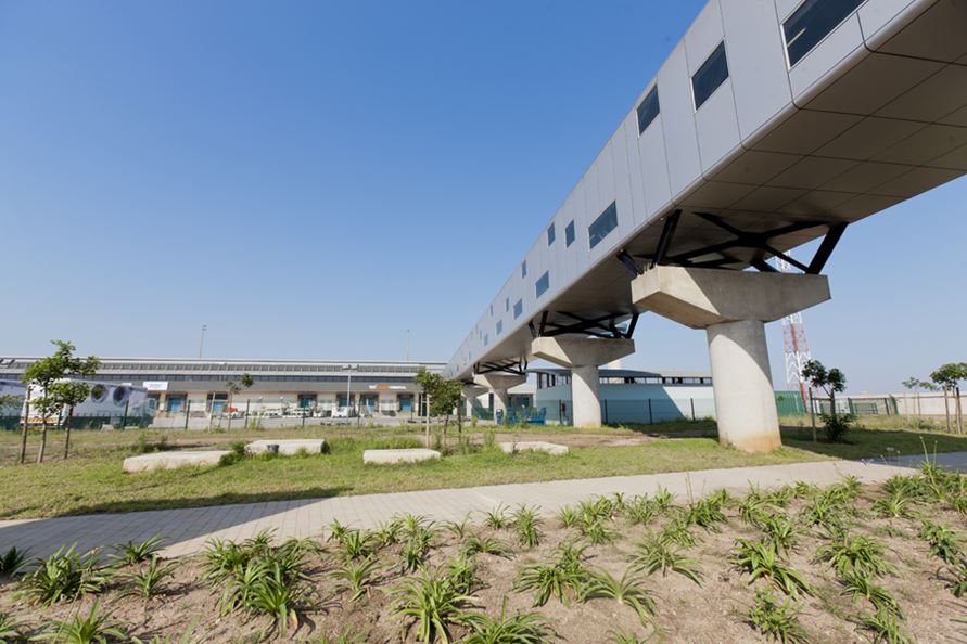 Dube Cargo Terminal is connected to Dube TradeHouse via an overhead airbridge